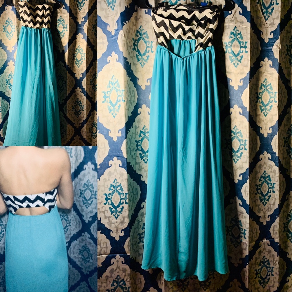 Strapless chevron top sundress w sheer skirt 3/$20